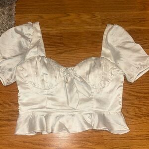 Elegant White Satin Women's Top